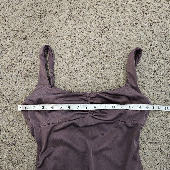 Andie Symi Metallic Purple Ruched Sweetheart Open Back One Piece Swimsuit M* - Picture 12 of 12